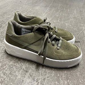 Womens Nike Air Force 1 Green Suede
